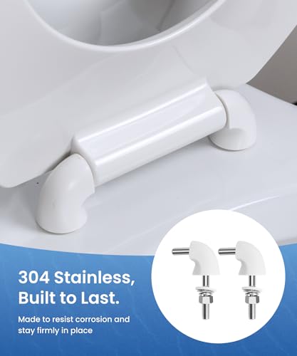 WSSROGY Commercial Round Plastics White Toilet Seat Front Open, Heavy-Duty up to 550lbs,Grip-Tight Bumpers, Quick-Attach Hardware for Easy Clean