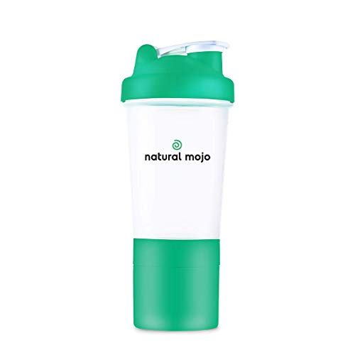 Natural Mojo Premium Shaker - shaker design pour boisson protéinée aux super-aliments ou autres compléments alimentaires - contenance 500mL - sans BPA, vert Cover