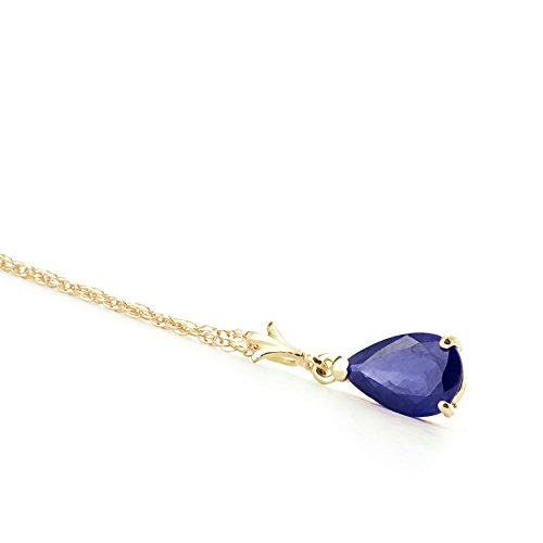 Galaxy Gold GG 1.5 Carat 14k Solid Gold Necklace with Natural Pear-shaped Blue Sapphire Pendant4