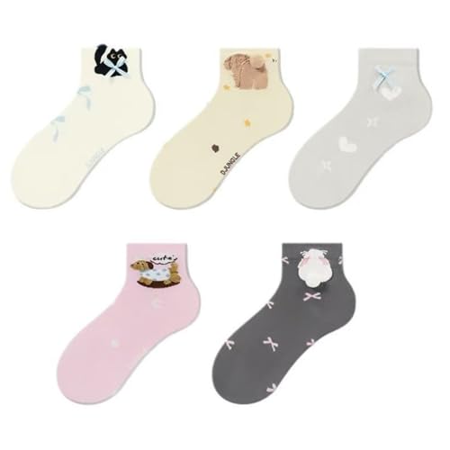 Zesensavor 5 Pack Cute Ankle Socks,Funny Socks for Women Perfect for Everyday Wear