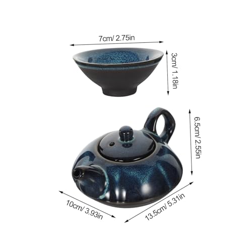 Tetera y tazas de té de cerámica Mobestech con acabado artesanal para hogar 3