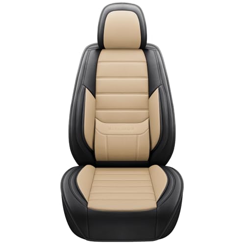 Image of MINGBRON Seat Covers, Car Seat Covers Front Seats, Car Seat Cover, Car Seat Protector Waterproof, Car Seat Cushion Nappa Leather, Beige Seat Covers Carseat Cover Universal Fit for Most Cars