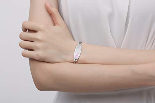 Mnmoom Lymphedema Alert Bracelet No Bp No Needles Bracelet For Women Adjustable Stainless Steel Heart Links Breast Cancer Medical Bracelets #TOP2