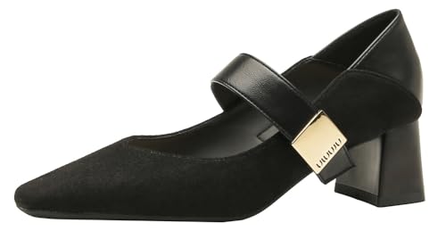 Women's Mary Jane Flats Chunky Low Heels Shoes Retro Suede Ballet Flats Ankle Strap Buckle Pumps Wedding Dressy Shoes 2025