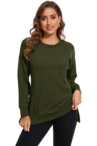 Image of Smallshow Women's Nursing Tops Sweatshirt Long Sleeve Side Split Breastfeeding Shirt
