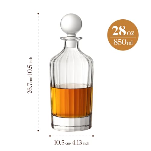 Image of 28Oz Decanter and Glass Stopper Striped Pattern Decanter for Wine Whiskey, Bourbon, Brandy, Liquor, and Rum Juice Water Mouthwash