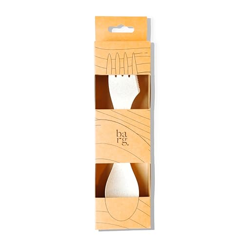Spork by barg. Bamboo Fiber Travel Utensil for Everyday Use, BPA-free and Organic Material, Reuseable, Recyclable, 3-in-1 spoon-fork-knife, Light Weight Carry Design