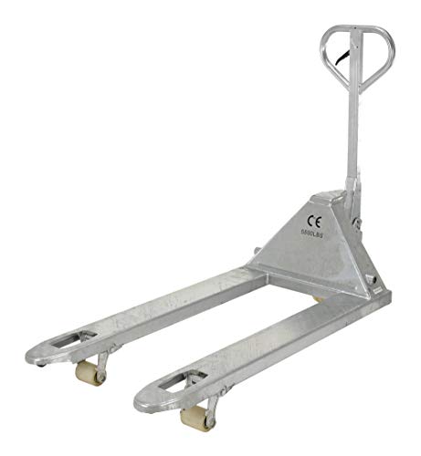 Vestil Pm5-2748-S-G 304 Galvanized Steel Pallet Truck With Nylon Wheels, 5,500 Lb. Capacity, 48" Length X 27" Width Fork #TOP1