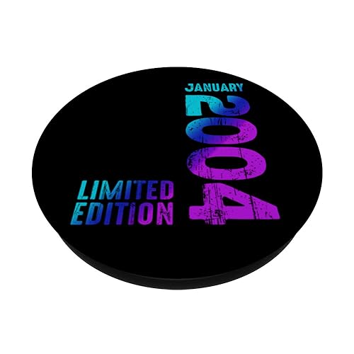 Awesome January 2004 Since 2004 Vintage 2004 Retro 2004 PopSockets Swappable PopGrip, Black - Image 2