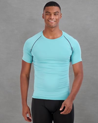 Real Essentials 4 Pack: Men's Short Sleeve Compression T-Shirt Base Layer Undershirt Athletic Top (Available in Big & Tall)