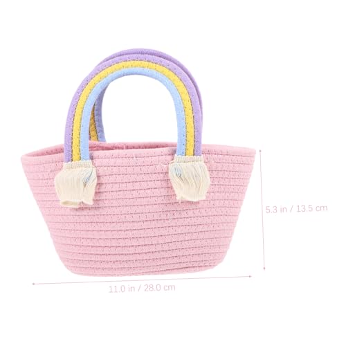 Handmade Woven Handbag Capacity Beach Tote for Outings for Daily Use Shopping and Parties Rainbow Design for Women2