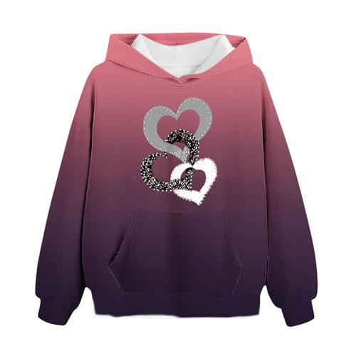 RKSTN Cute Hoodies for Teen Girls Trendy Preppy Hooded Sweatshirts Love Graphic Gradient Hoodie Tops with Pockets2