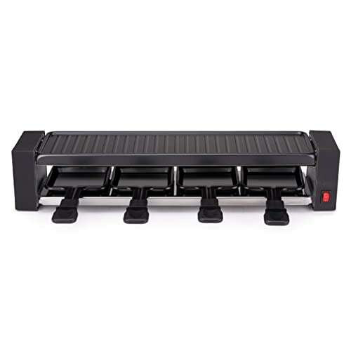 alpina Raclette-Set Gourmet Set – 800 W – Raclette-Gerät – Antihaftbeschichtung – Edelstahl – leicht zu transportieren – Schwarz