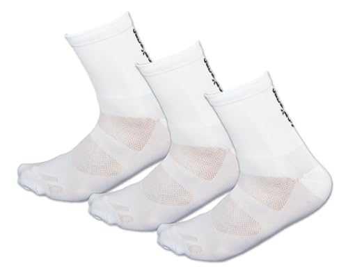 Tommaso Classic breathable Cycling Socks Men, Women - Breathable, Quarter, Ankle Compression, Anti Blister, High Socks, Bike Socks for Running Socks & Biking White Medium 39-42