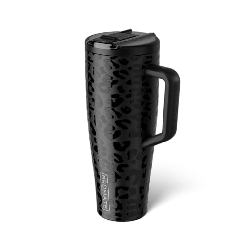 Image of BruMate Era Flip 40oz Tumbler with 100% Leakproof Covered Straw Lid | Hygienic Covered Straw | Insulated Stainless Steel Water Bottle with Handle | Cup Holder Friendly | BPA-Free (Onyx Leopard)