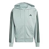 adidas Uomo Essential Three Stripes French Terry Fullzip Hoodie, Wonder Sage/Collegiate Green, L