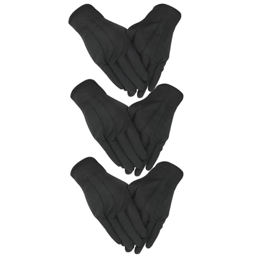 Senkary 3 Pairs Black Cotton Gloves for Men Women, Parade Formal Costume Gloves for Tuxedo Server Jewelry Inspection Guard - Thumbnail 4