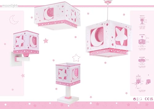 Lámpara aplique pared infantil Dalber Moonlight Rosa 63239SN E27 con interruptor 7
