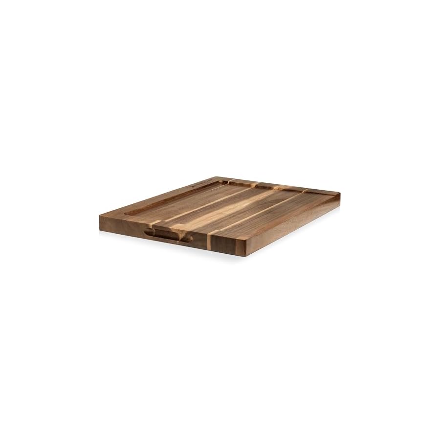 Midnight Board- Acacia Wood Cutting Board, Grooved Edge Design