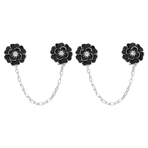 Image of uxcell Rose Sweater Clips Retro Cardigan Collar Clips with Chain Shirt Clips Shawl Clips Clothes Clip