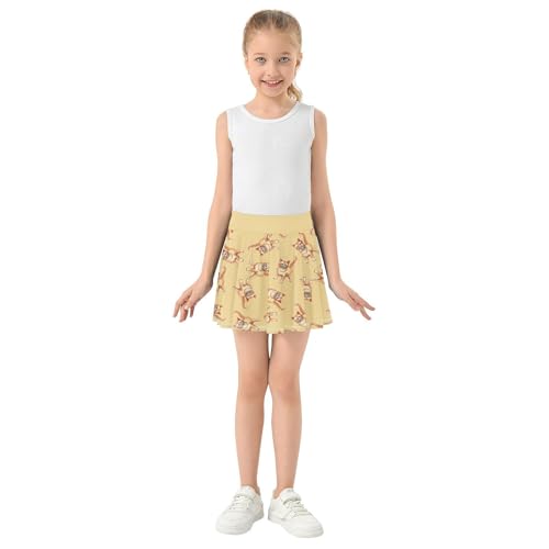 Girls Skorts High Waist Athletic Skirts with Shorts Watercolor Cats Stretchy Teens Performance Tennis4