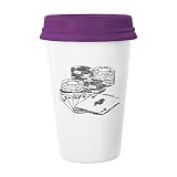 Capacidad: 350 ml Black Chip Poker Ilustración Patrón Taza de café Cerámica Taza de cerámica Taza de regalo