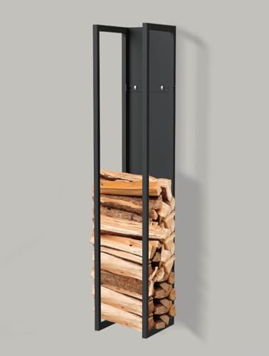 DanDiBo Kaminholzregal Innen Metall Schwarz Kaminholzständer 120 cm mit Rückwand an der Wand Hängend 96465 Holzkorb Kaminholzhalter Holzregal (Höhe 120...