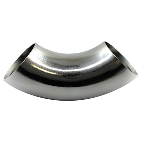 Cotonlake OD 1.25 Inch 90 Degree Stainless Steel Bend Tube Exhaust Elbow Pipe for Car Modified Exhaust System 1.25" Piping Silver Tone，Stair Handrail (1PCS)