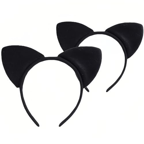 SSKHE 2 Serre-Tête Oreilles de Chat Noir pour Femme, Joli Serre-Tête de Chat Accessoires pour Cheveux d'Halloween pour Fête de Carnaval Cosplay