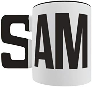 HlpiAMok Yasirona PyramidShop Letter Handle Name Mug - Sam - Can Be Personalised (Black, 11oz)