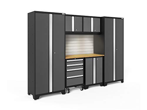 NewAge Products Garage Storage Cabinets Bold Series 7 Piece Sets Includes Worktop, Slatwall...