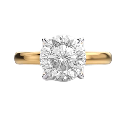 Bague solitaire Padma moissanite argent 925 plaqué or ronde LKJR_0638