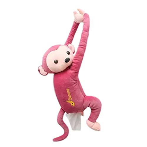 Caja de pañuelos de mono para coche, bonita caja de servilletas de tela de animales de peluche de dibujos animados, caja de pañuelos de papel colgante de mono divertido