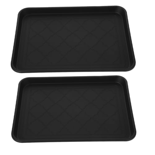 WOONEKY 2個 大容量多機能シューズトレイ 玄関用靴置き 防水靴トレー ブラック ガーデン鉢受け皿兼用 収納雑貨整理用