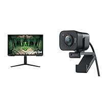 Samsung Odyssey G4B Gaming Monitor G-Sync kompatibel, 1 ms Reaktionszeit, Bildwiederholrate 240 Hz + Streamcam Webcam für Live Streaming für YouTube, Gaming Twitch, PC/Mac - Schwarz