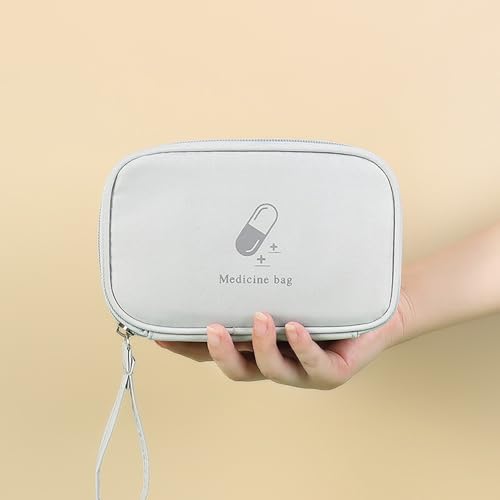 Image of Small Empty First Aid Bag with Handle, Mini First Aid Kit Travel Bag Zippered Medical Storage Bag Portable for Home Outdoor Travel Camping Hiking, Grey