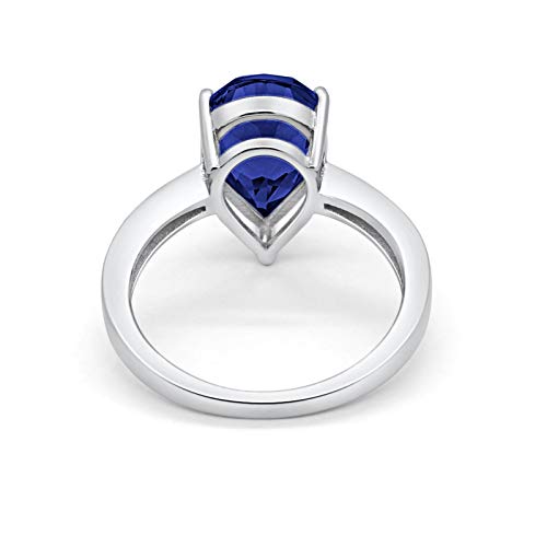 Blue Apple Co. Teardrop Pear Bridal Ring Round Cubic Zirconia 925 Sterling Silver Choose Color3