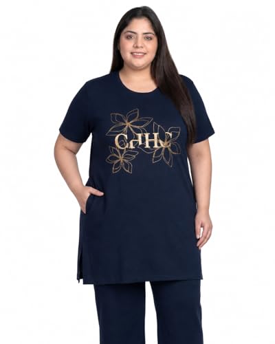 Image of In Love Women's Printed Cotton Plus Size Longline T-Shirt with Pockets | Cotton fabric - soft longline T-shirt with easy plus-size fit