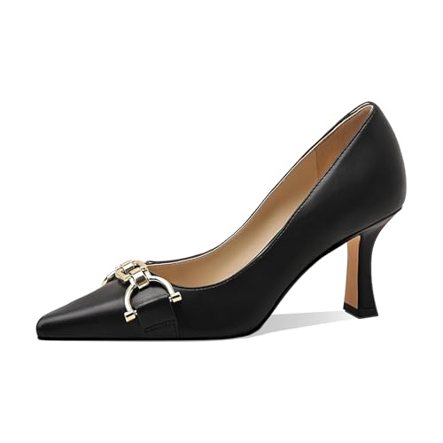 Image of Women's Closed Toe High Heels Dress Pointed Toe Wedding Pump Shoes Prom Bridal Work Office Pumps for Women
