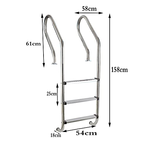 Escalera para piscina de acero inoxidable, 3 peldaños miniatura 4