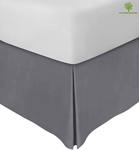Cotton Delight Bed Skirt King Size 100% Natural Cotton 800 Thread Count Premium Tailored Fit 1Pc Bedskirt King Size 18" Drop Length Grey Solid #TOP2