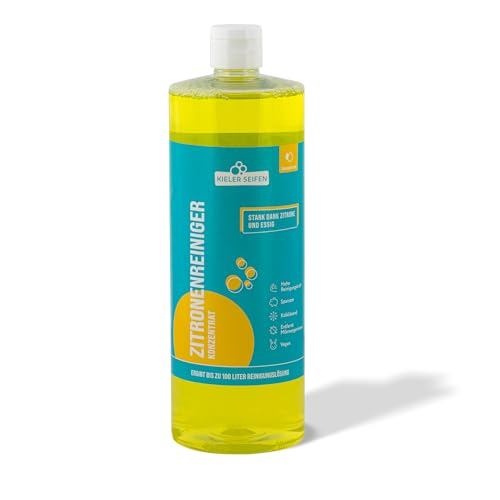 Kieler Seifen Zitronenreiniger 1 L Konzentrat I Kalkreiniger mit der Kraft der Zitrone, frischer Zitrusduft | Reiniger für Küche, Bad & Sanitär