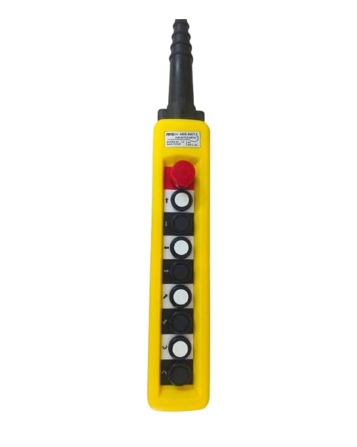 AES Rain Proof Single Speed Pendant Station Hoist Crane Controller – 8+1 Push Button Switch with Emergency Stop & Mechanical Interlock – Durable Industrial Remote Control for Overhead Cranes & Hoists-image-12