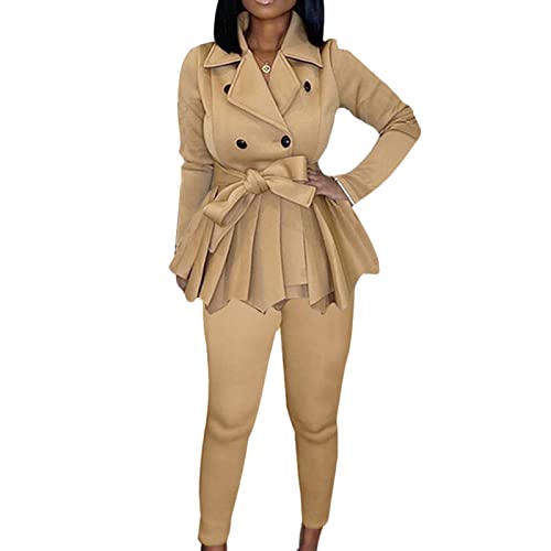 Ensemble tailleur 2 pièces veste à manches longues avec ceinture amovible confort
