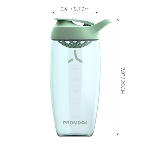 Image of Promixx Pursuit Protein Shaker Bottle (24 oz) - Silent No-Ball Mixer, Leak-Proof Lid, BPA /BPS & Phthalate-Free ECOZEN - Easy-Clean Shaker Cup for Protein Shakes, Pre & Post-Workout Smoothies