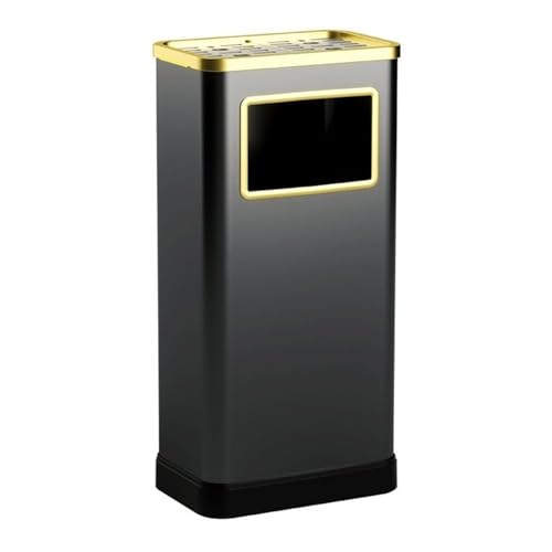 Cubo de basura para oficina y hotel con tapa metálica y acabado negro elegante