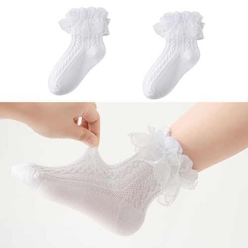 Comfortable And Trendy Girls Ankle Socks Elegant Double Layer Lace Decoration For Ages 1-10+ Years Kids Daily Wear Birthday O2