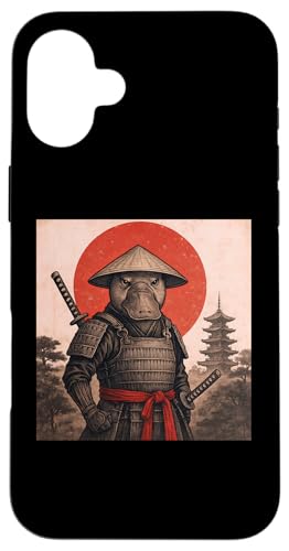 カモノハシ 武士 ヴィンテージ 和 浮世絵 動物 スマホケース iPhone 16 Plus 用