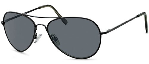 Preisvergleich Produktbild FEINZWIRN Sonnenbrille Pamplona Pilotenbrille mit Federscharnieren an den Bügeln und schwarzem Rahmen für normale breite Köpfe