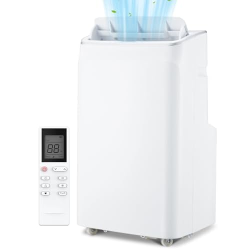 12,000 BTUs Portable Air Conditioner with Remote Control, 3 in- 1 Cool, Fan, and Dehumidify, Fast Cooling for Up to 550 Sq. Ft., Quiet Sleep Mode, 24-